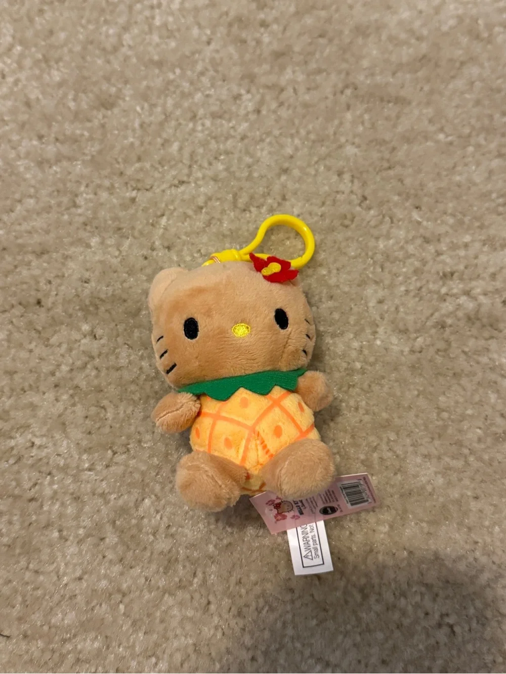 Tan Hello Kitty Pineapple Keychain Plush Toy Hawaii